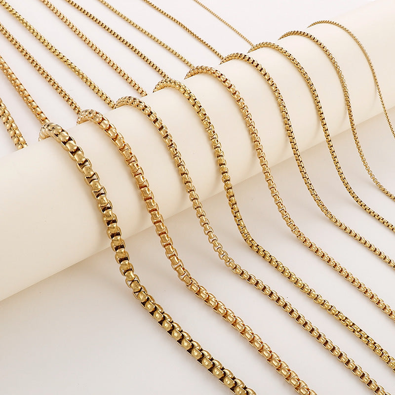 Wholesale Electroplated 18K Gold Square Pearl Stainless Steel Multi-Specification Necklaces